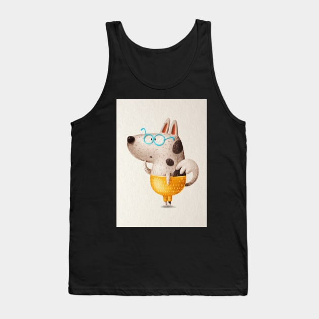 Cute dog in pants and wearing glasses. Tank Top by CaptainPixel